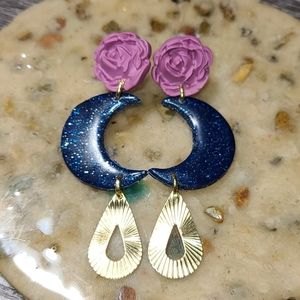 Floral Moon Earrings